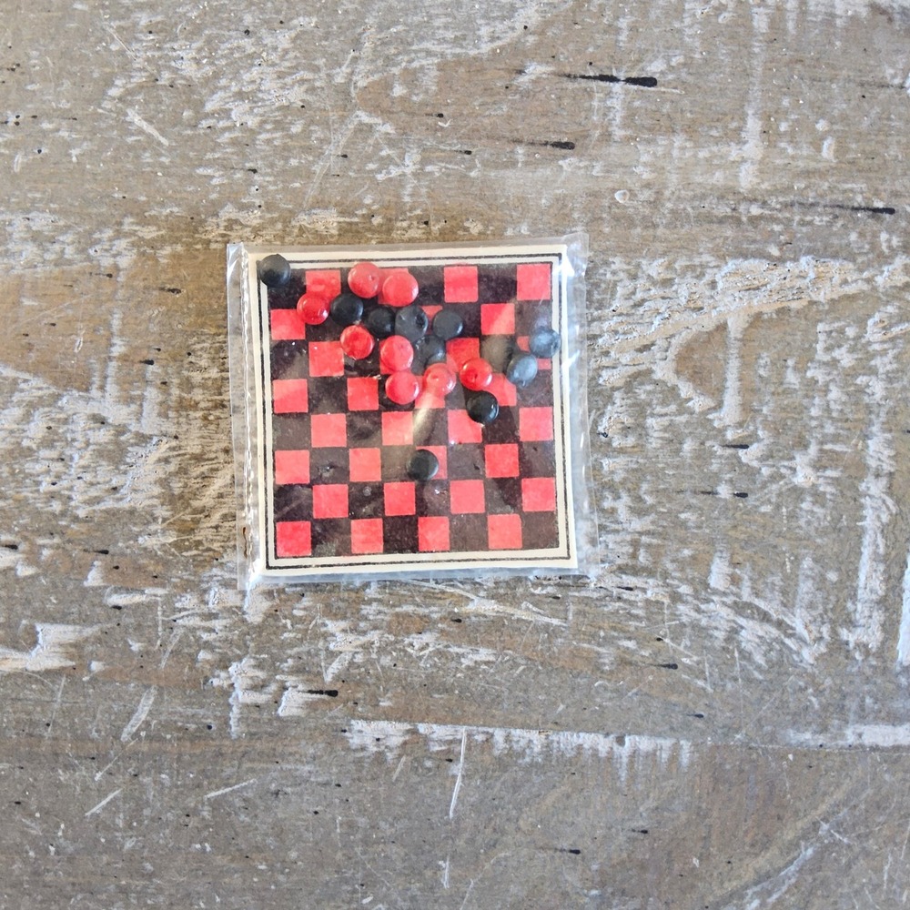 Checkers Board Miniature Red Black Tiny Game Set Dollhouse Crafting Hobby